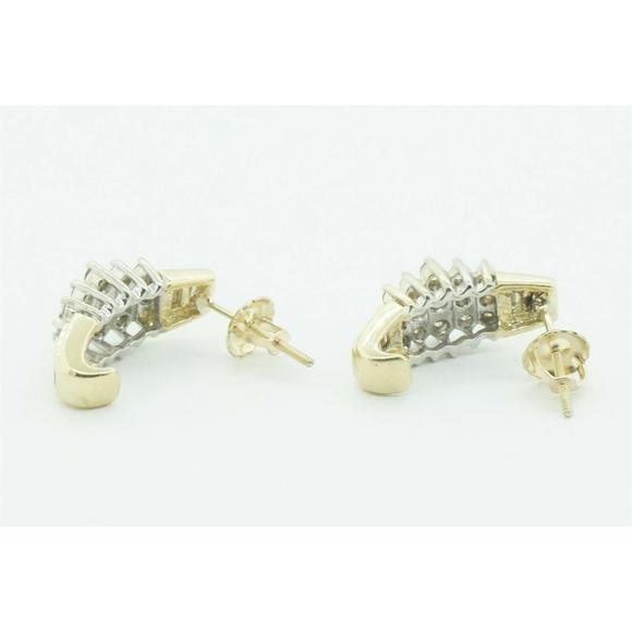 Estate Sale 14k Yellow Gold Diamond Dangle Drop Earrings Vintage